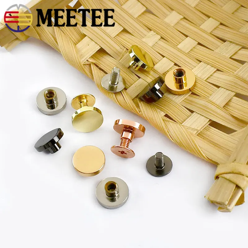 10 pz Meetee 10/15mm chiodi per rivetti in metallo vite rotonda borsa hardware borchie decorative pulsante fai da te twist moschettone chiusura