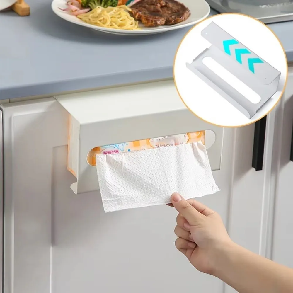 

Iron Material Tissue Box Holder Strong Load-bearing Drill-Free Installation Under Cabinet Holder Wall Mounted Dispenser Desk