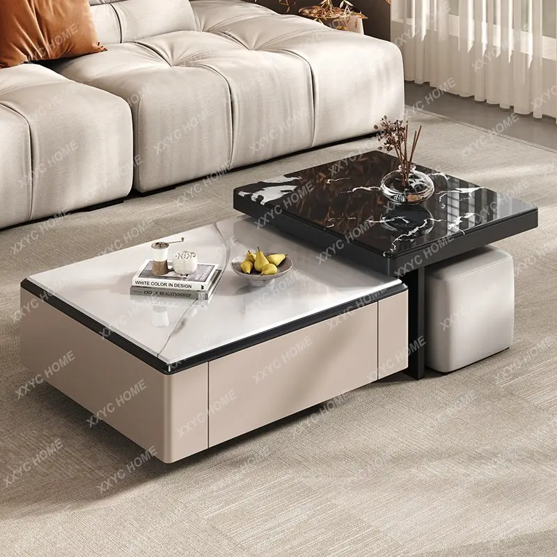 Minimalist Coffee Table Combination Designer Creative Living Room Home Technology Stone Square Coffee Table