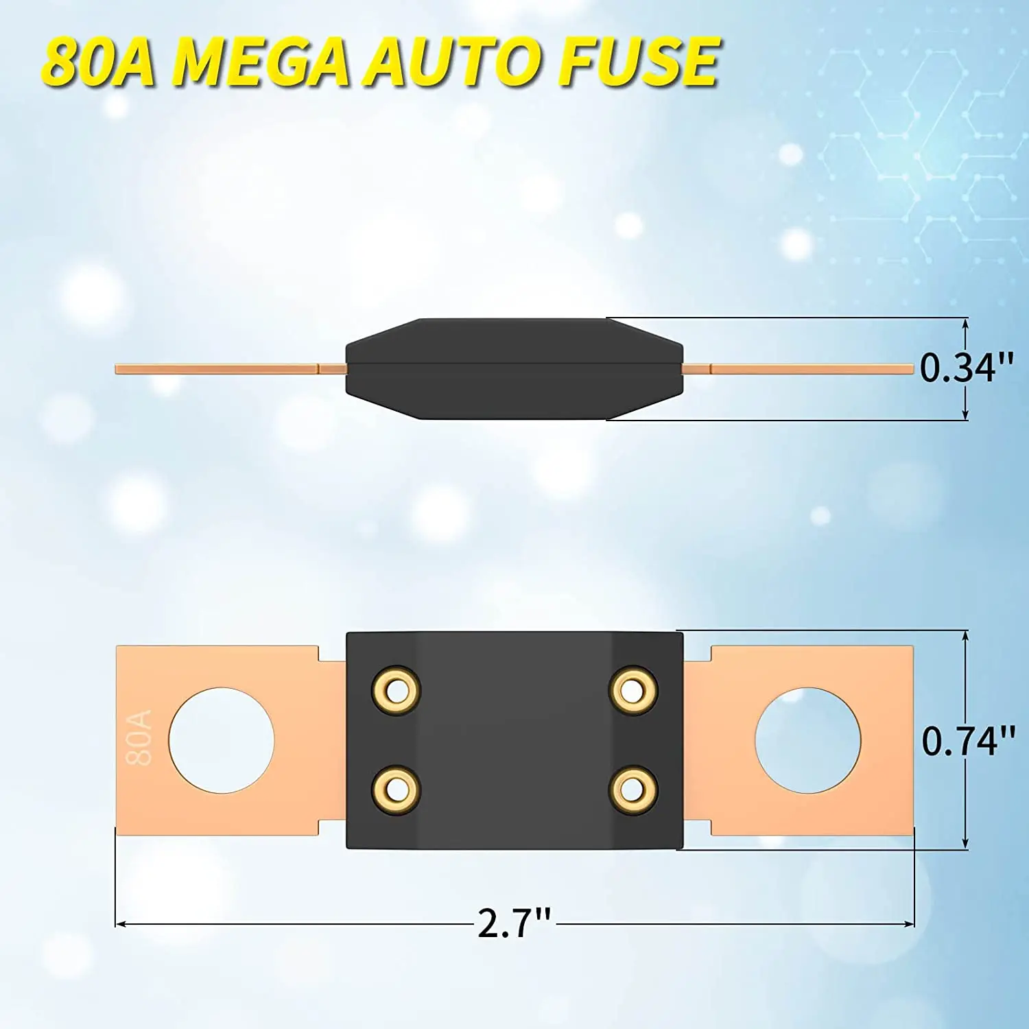 DaierTek MEGA Fuse Block ANL Bolt-on Blade Fuse Holder Flat Type Fuse For Car Boat 80A 100A 125A 150A 175A 200A 250A 300A