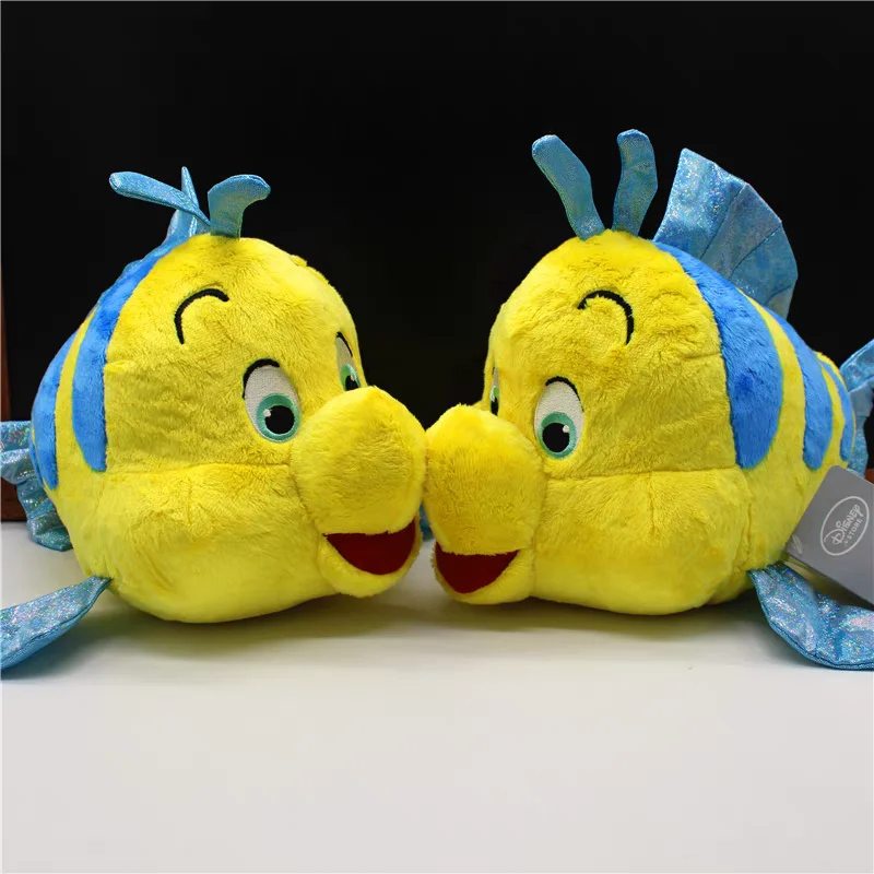 Disney Flounder Plush Toy Ariel The Little Mermaid Princess Stuffed Plushie Doll Cartoon Cute Chubby Pillow Home Decor Xmas Gift