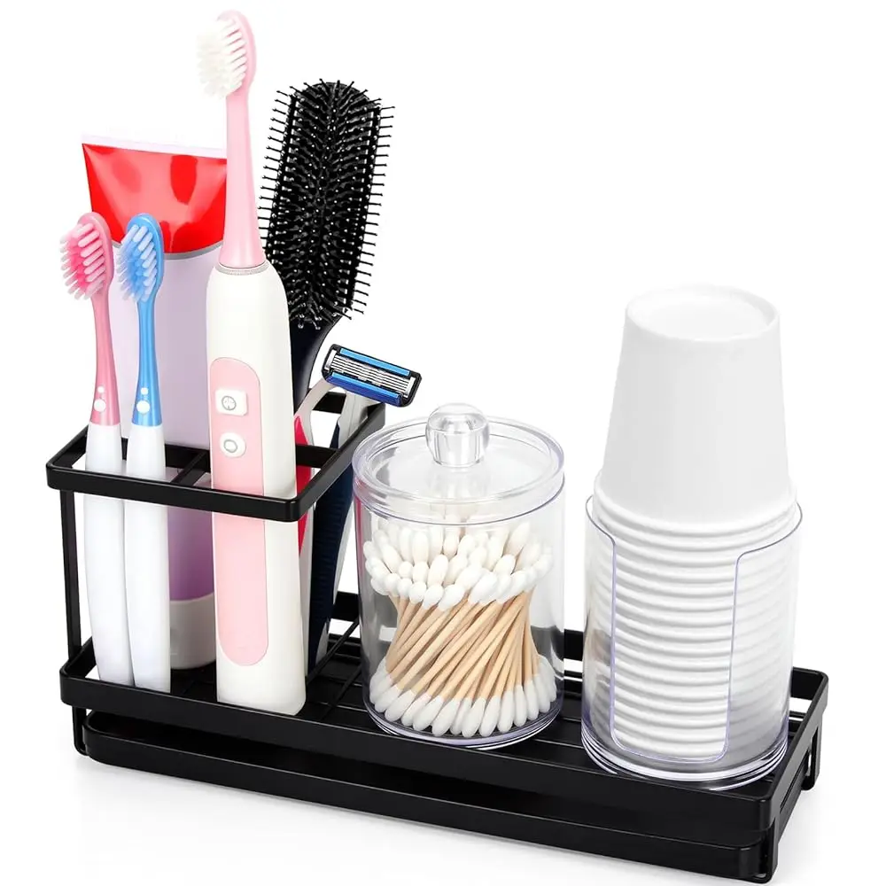 

Tooth Brush Holders for Bathrooms, Stainless Steel Electric Toothbrush Toothpaste Holder Bathroom Countertop Organizers