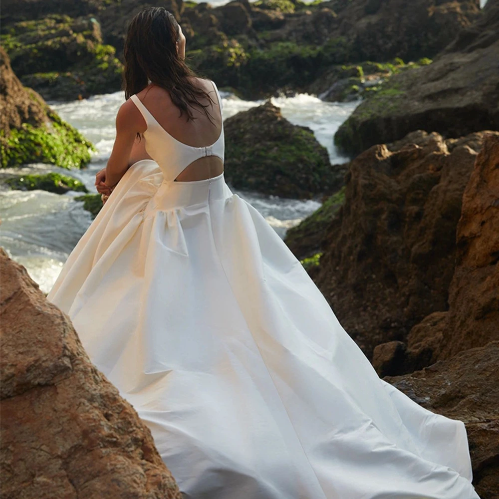 Vestidos de novia bohemios sexys de dos piezas Vestido de novia de satén sexy con abertura personalizado