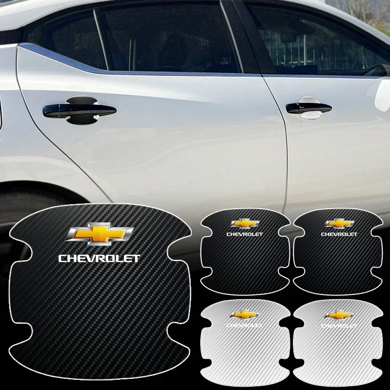 Pegatina para puerta de coche, cubierta resistente a arañazos de fibra de carbono para Chevrolet Silverado Impala Malibu Equinox Cruze Camaro Spark Aveo