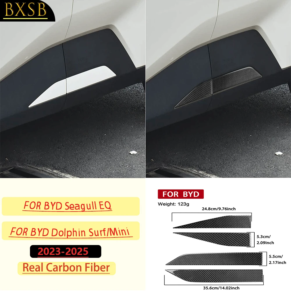 Real Carbon Fiber For BYD Seagull EQ/Dolphin Surf/Mini 2023-2025 Car Exterior Side Door Trim Car Sticker Interior Accessories