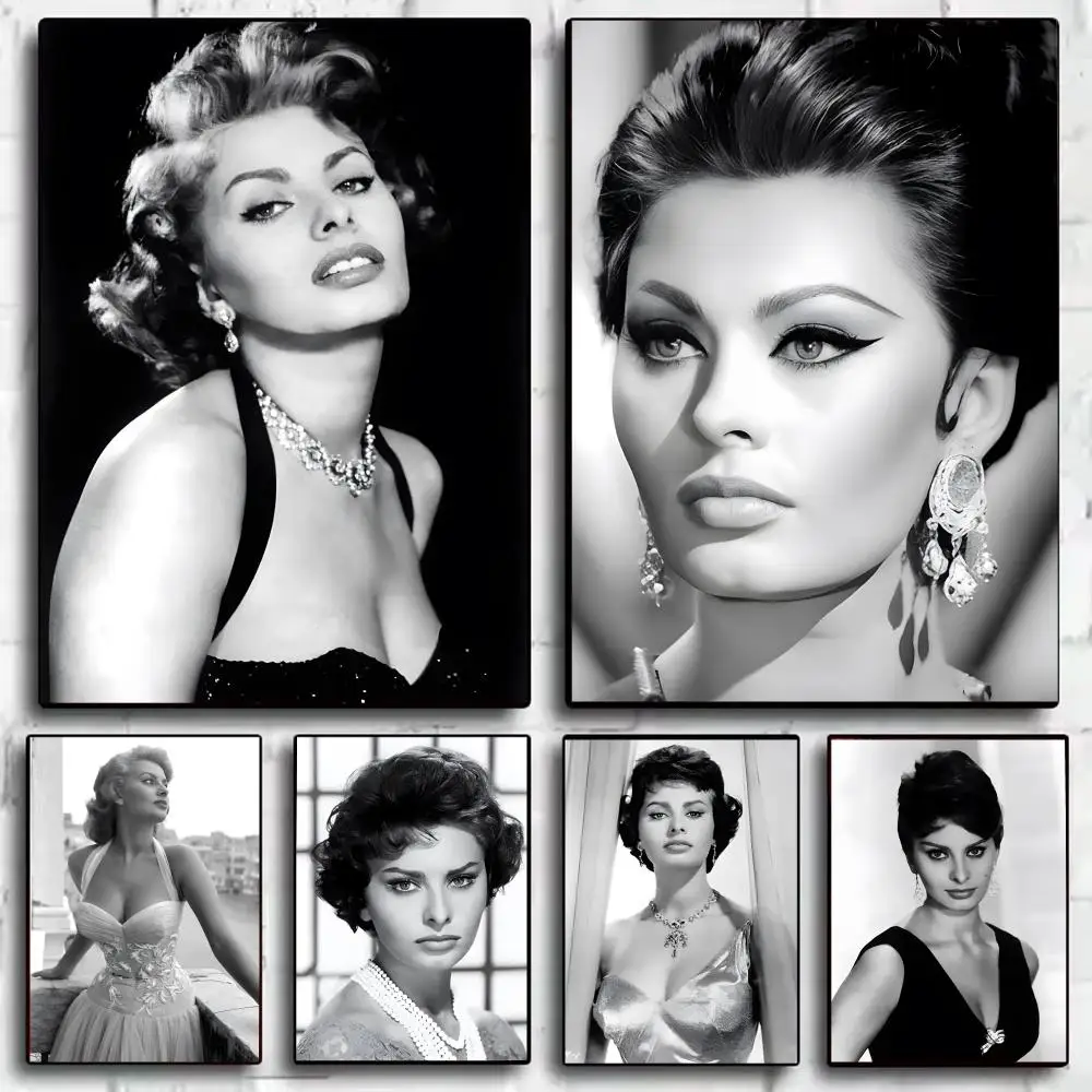 Fashion S_Sophia Loren Magazines Poster Decorative Wall Art Stickers Mural Photo Print for Home Living Room Hallway Decor