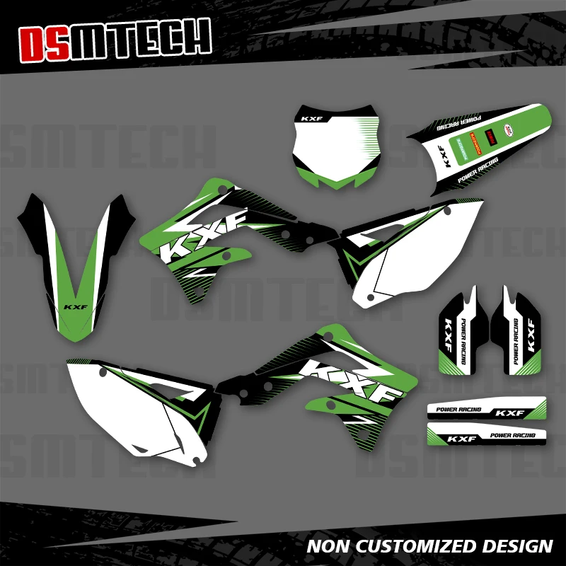 

DSMTECH для Kawasaki KXF450 KX450F KX 450F 2012 2013 2014 2015 полная графика наклейки наклейки мотоцикл фон на заказ