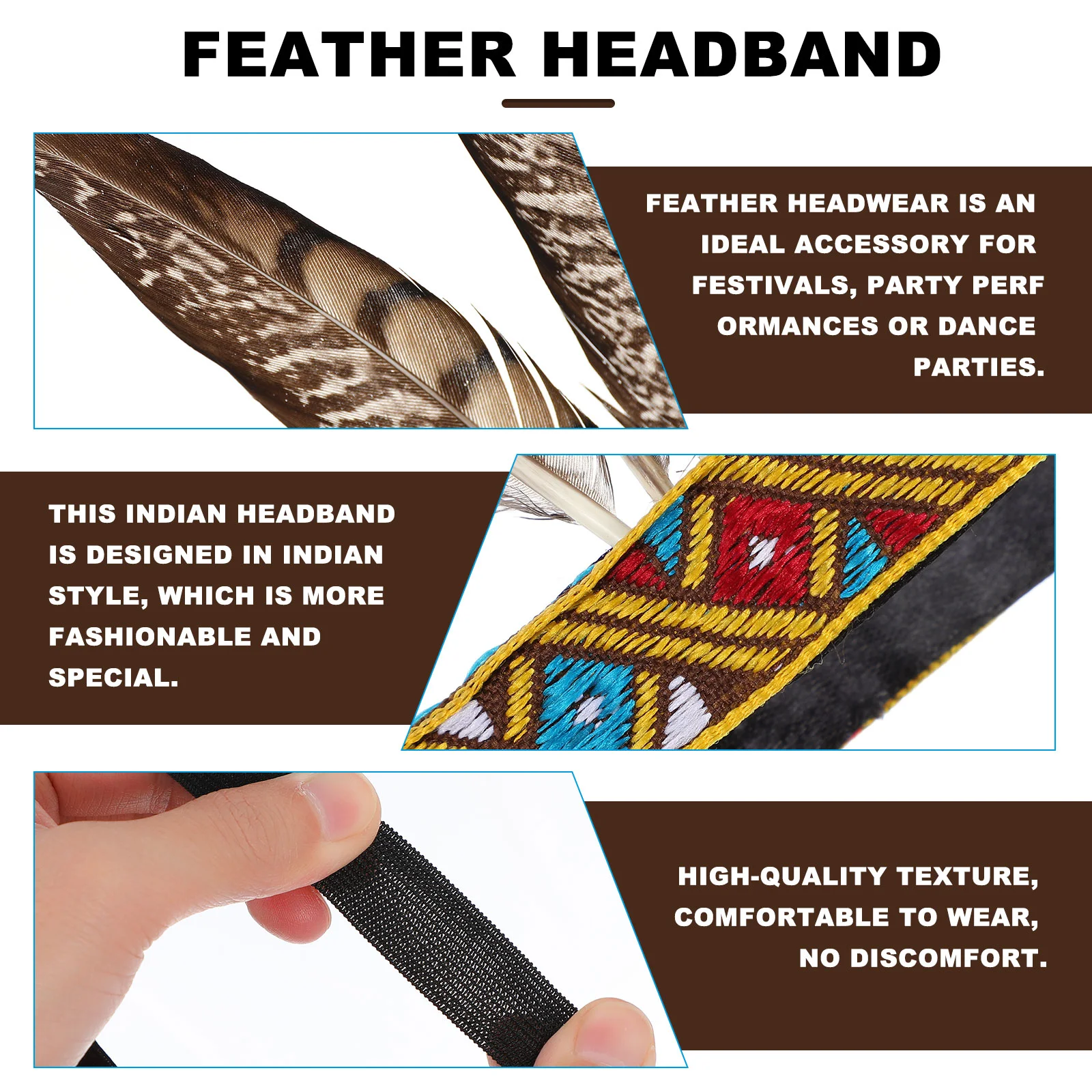 Hair Decoration Flapper Headband Indian Headpiece Kids Headbands Headwear Headdress Ties Costume Accessories