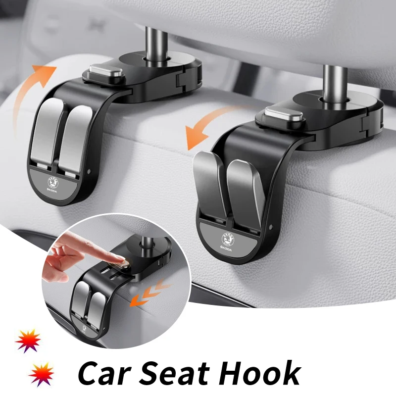 Car Seatback Hook Headrest Hanger Trunk Storage Holder Clip Accessories For Skoda Octavia Rapid Kodiaq Superb Derivative Karoq F