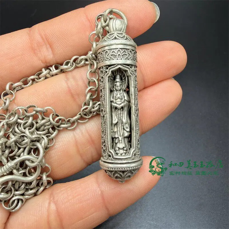 Fashion Jewelry Antique Collection Jewelry Hollow Three-sided Buddha Copper Plated Lock Pendant Crafts
