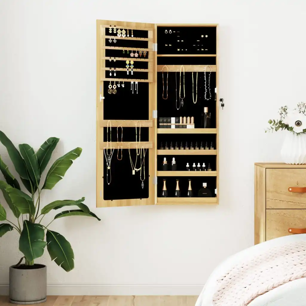 Schmuckschrank mit Wandspiegel 37,5x10x106 cm, Heimdekoration, dekorative Spiegel für Schlafzimmer