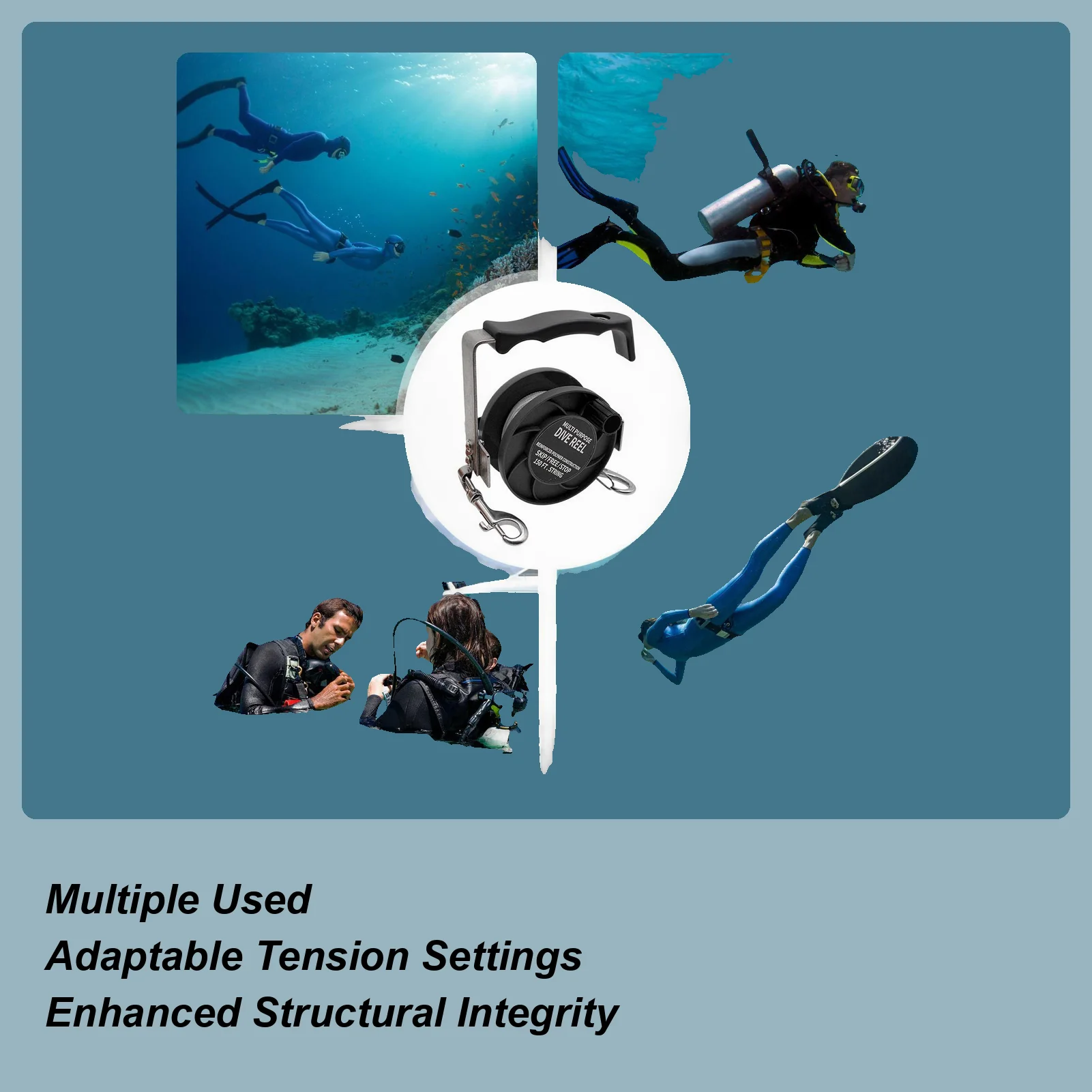 

Катушка для дайвинга 290 футов, эргономичная сверхмощная регулируемая нейлоновая катушка из паракорда для подводного плавания, подводной охоты, лодки, уличного пляжа, под водой