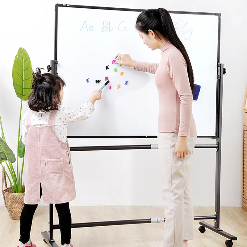 60*90CM Mobile Blackboard Wall Home Office Whiteboard Writing Board Double-sided magnetic blackboard