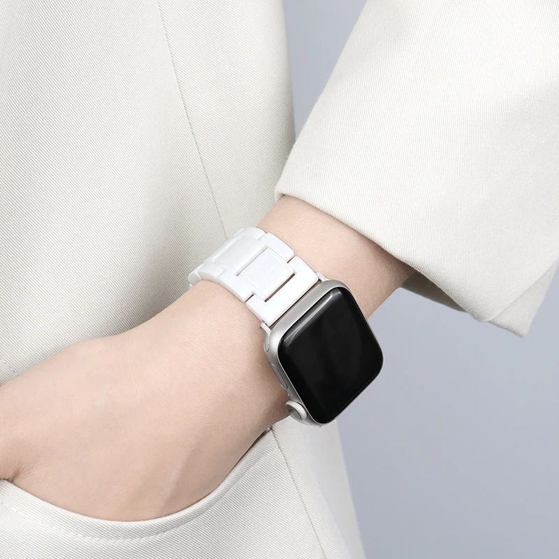 Ceramic Band for Apple Watch Strap 45mm 44mm 40mm 49mm 41 42 38 Stainless steel butterfly bracelet iWatch serie 6 7 8 se 9 Ultra