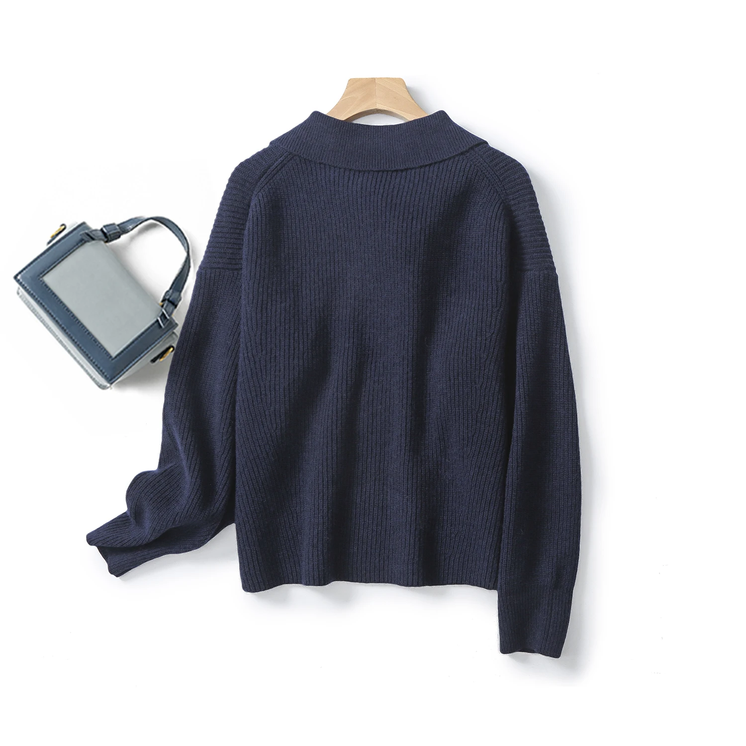 Ethereal MD 2024 new style of Women's casual minimalist commuter anti-needle woven wool blend V-neck knitwear