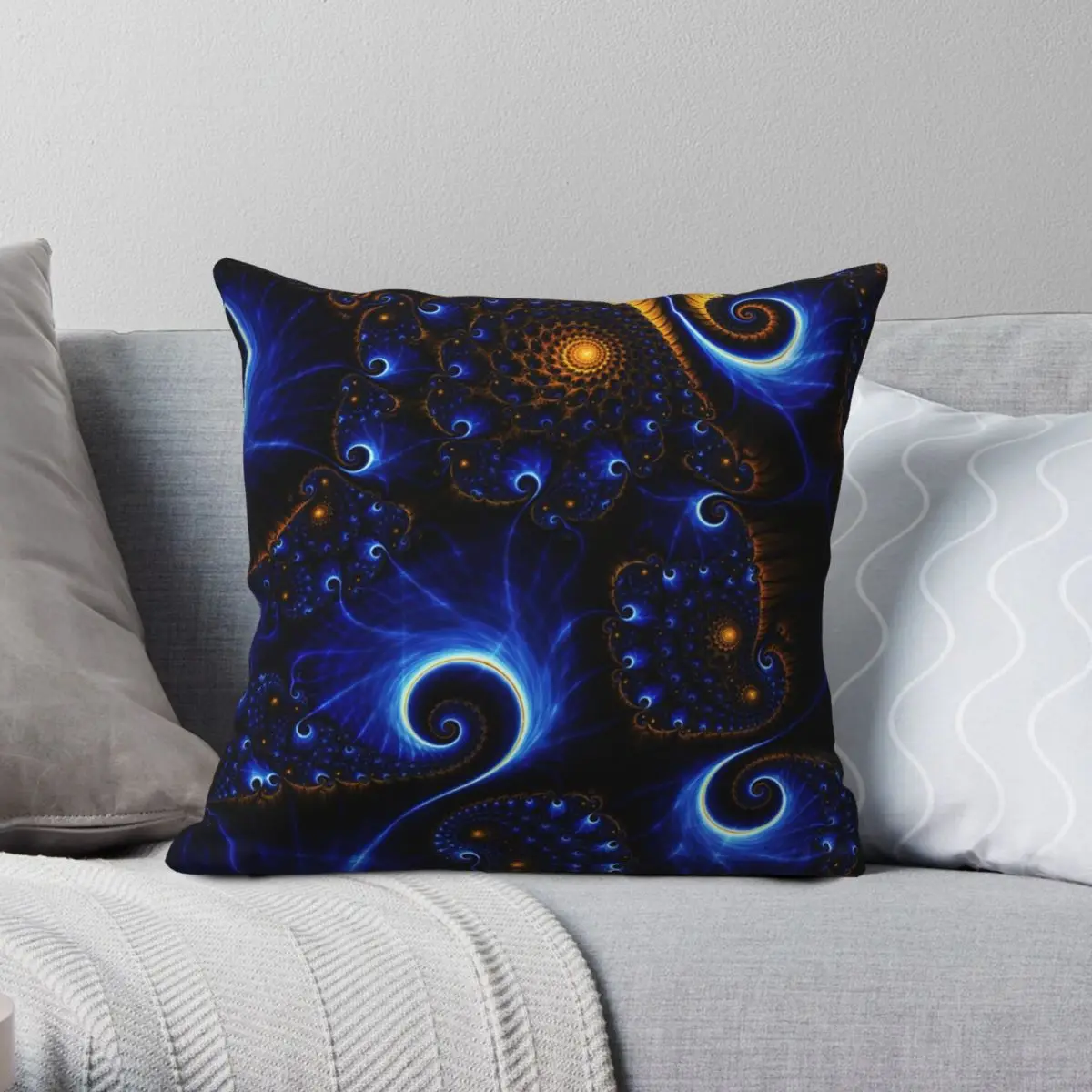 FRACTAL Square Pillowcase Polyester Linen Velvet Printed Zip Decorative Pillow Case Sofa Cushion Cover