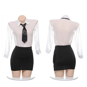 Sexy Cosplay Caskets of Women's Secretary Tie Top Minise Lingerie Roleplay Ladies Office Careers Dresses Dress Games 10 Main Sales Secretary - №6