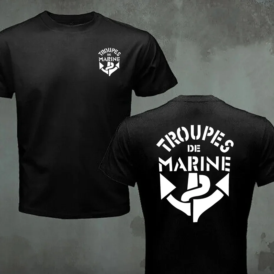 France Marine Troops French Colonial Troops T Shirt Men Marines Military Tactical Casual Mens T-Shirt Black Army Green Tee Shirt