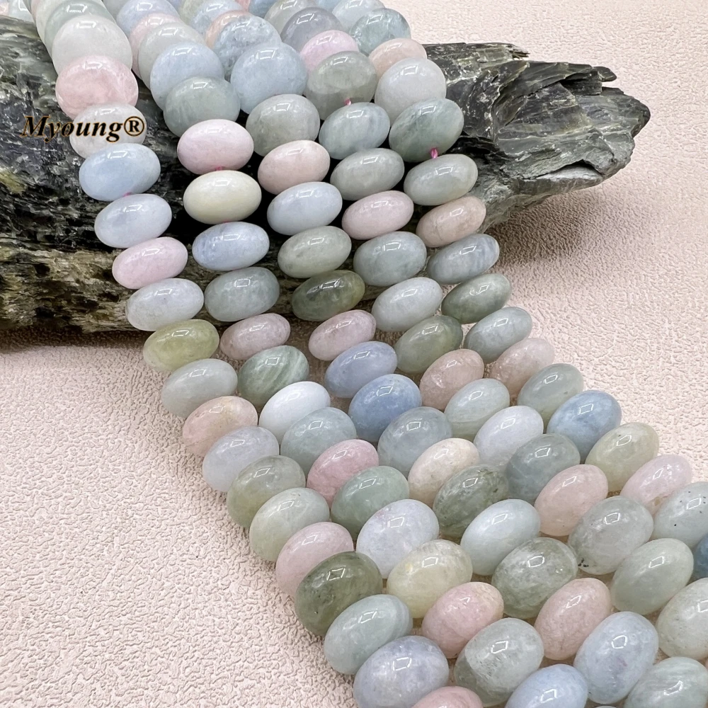 6*12MM A+ Natural Colorful Morganite Beryl Stone Rondelle Abacus Beads For DIY Jewelry Making MY230556