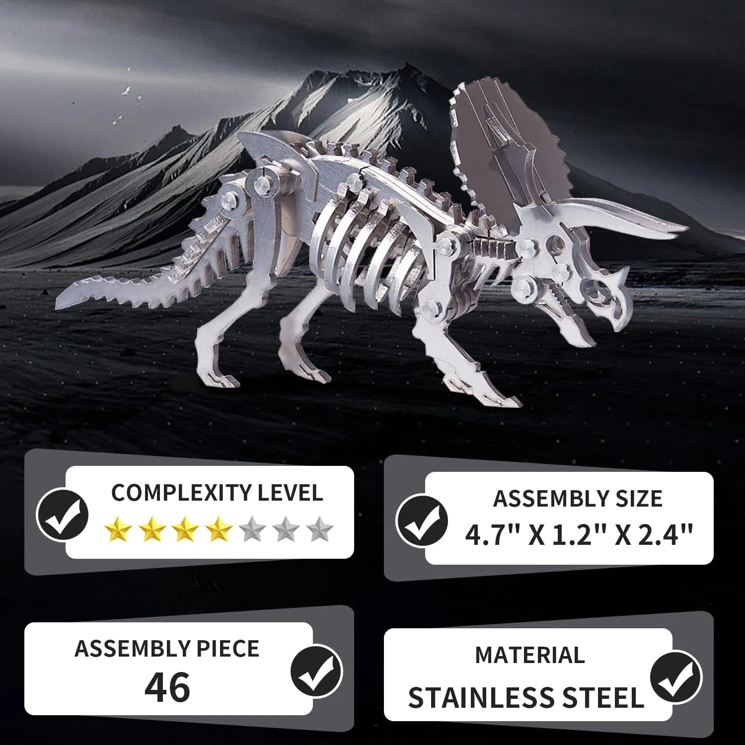 Dinosaure en métal 3D pour adultes, Steel Warcraft Series Challenge, Animal Art Craft, Mini puzzle décoré, DIY