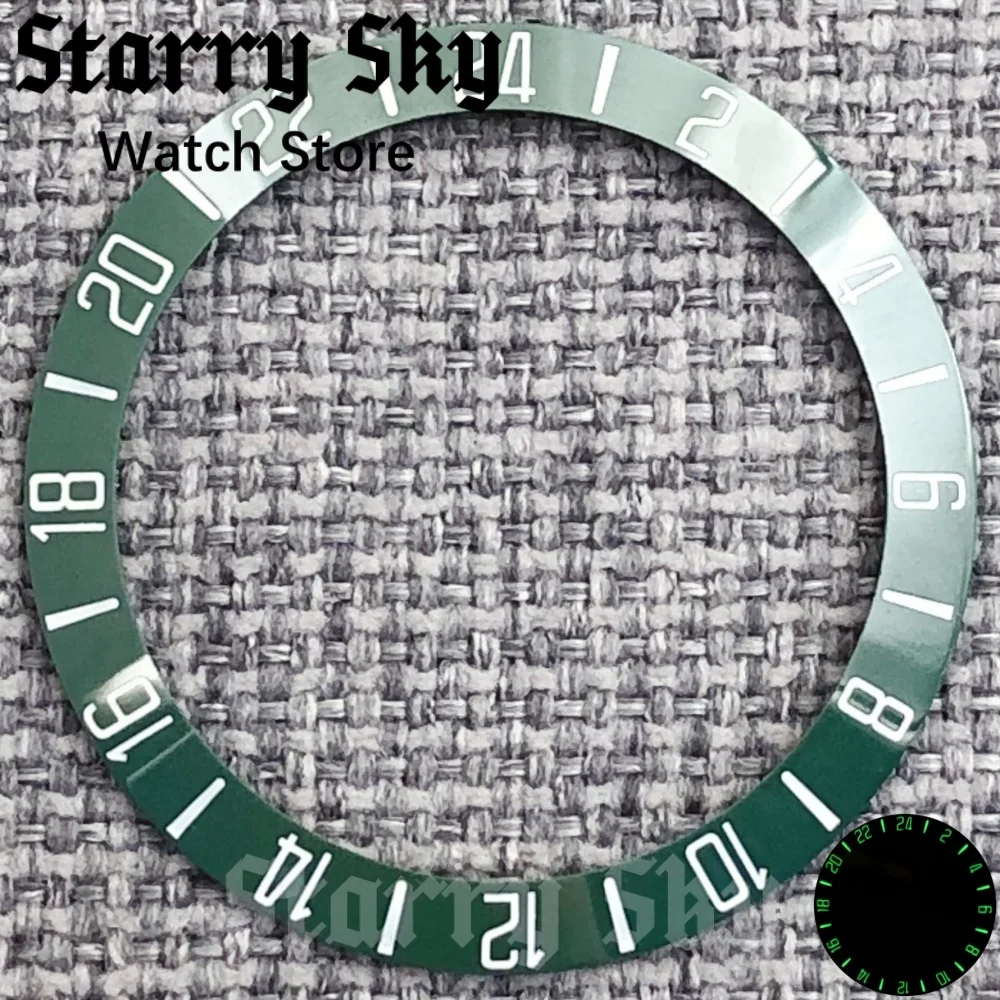 Starry Sky New Fashion 38mm Diver's Style Ceramic Watch Bezel With Green Luminous Suitable For 40mm Watch Case Watch Accessories