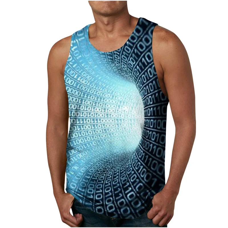 New Men/Women 3D Printed Optical Illusion Daily Casual Vest Fashion Streetwear Men Loose Sporting Tank Top Sleeveless Tank Tops