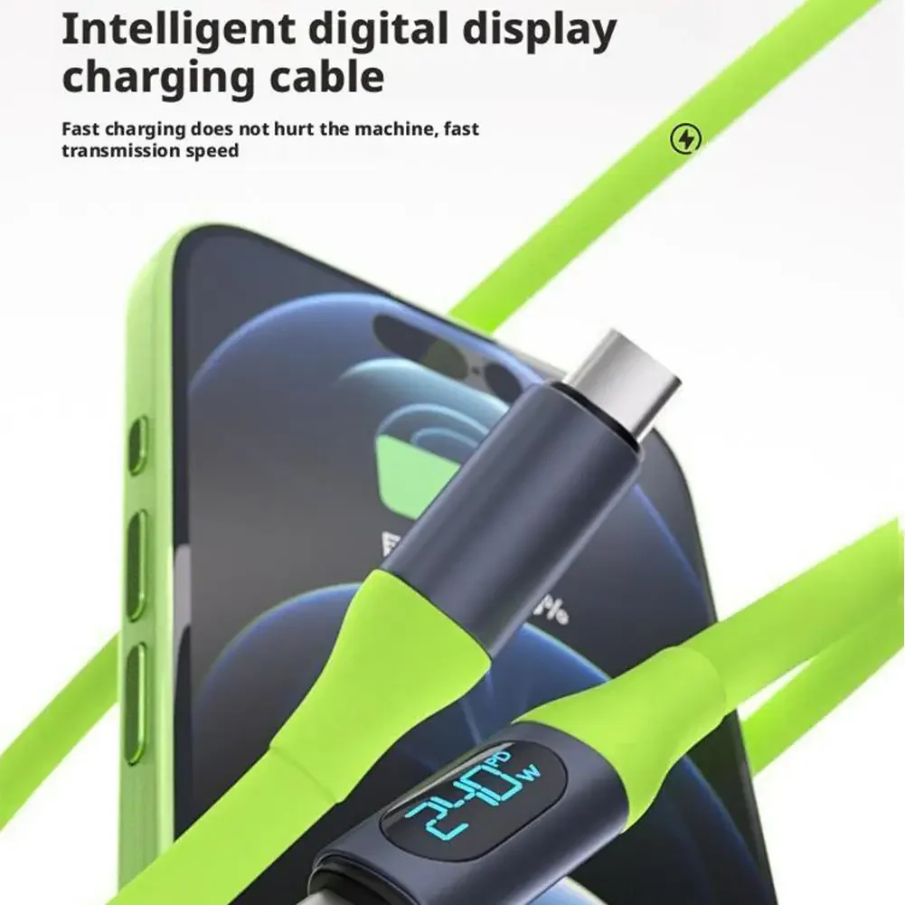 2026 جديد 240 واط USB C كابل مزدوج نوع C إلى C الحبل مع شاشة رقمية مراقبة الوقت 480Mbps عالية السرعة نقل البيانات شاحن سريع #2