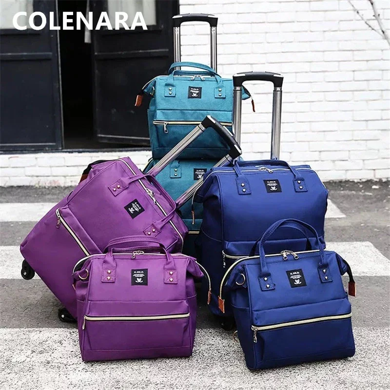 Imagem -03 - Colenara-nylon Bagagem Trolley Bolsa Conjunto para Homens e Mulheres Carrinho tipo Bolsa de Viagem Caixa de Embarque Portátil Rolling With Wheel Mala Novo