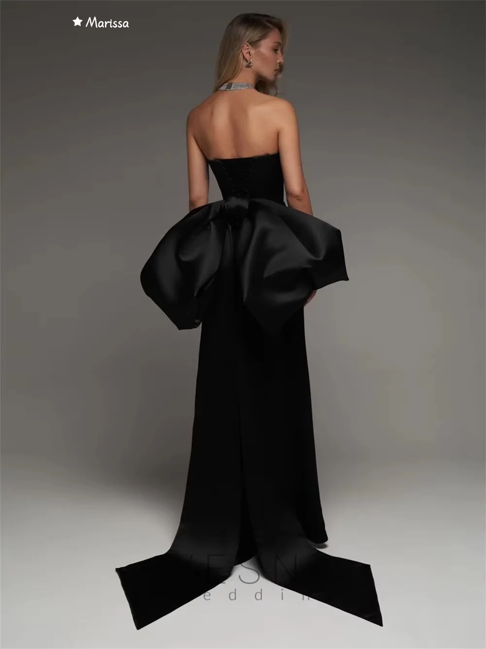 Marissa feito sob encomenda vestidos de festa elegantes para casamento mulher volta arco vestido de noite feminino cauda de peixe fora do ombro preto baile de formatura