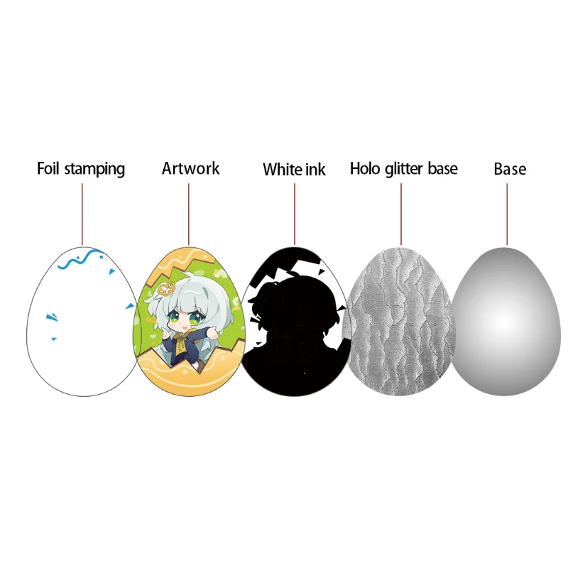 Custom Egg-shaped Raised Foil Glitter Holographic Button Pins Round Badges Brooches Photo Graphic Personalize Tinplate Gifts