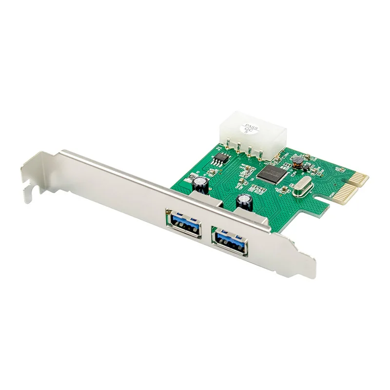 

USB 3.0 PCI-E Expansion Card Adapter External 2 Port USB3.0 To 1X + PCIe Card 4pin Power Supply Port Connector Asm1042 Chipset