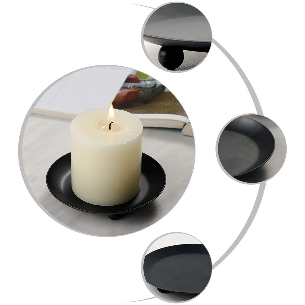 

Base Holder Decorative Iron Plate for Tapered Candles Restaurant Tray Scented Wax Stand Metal Candlestick