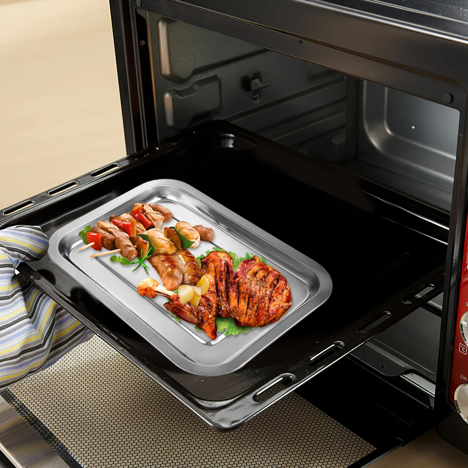 

Набор из 10 противней из нержавеющей стали с гладкими краями, антипригарные, для выпечки печенья, для духовки, для кухни, кемпинга, барбекю