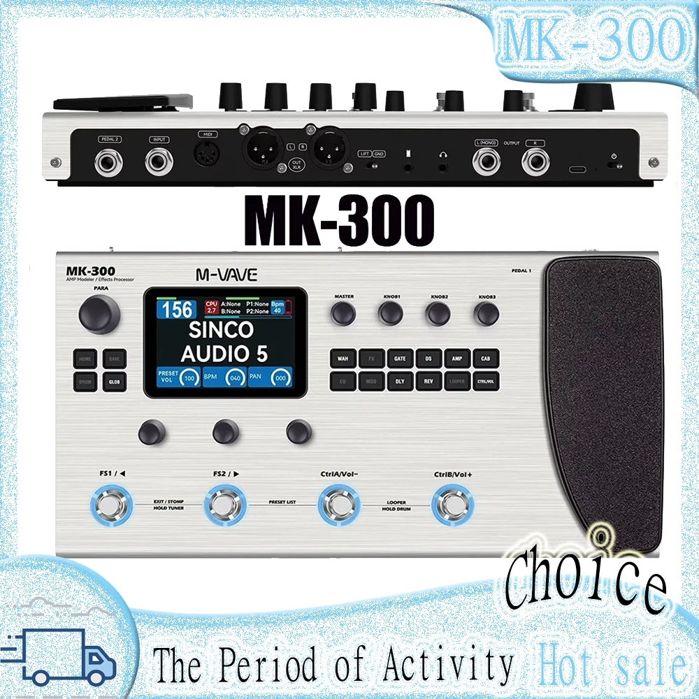 M-VAVE MK-300 Guitar Bass Multi-Effects Processor Neural Modeling Pedal 150s Looper 128 Drums MIDI ANN DAW 120AMP 10h Battery