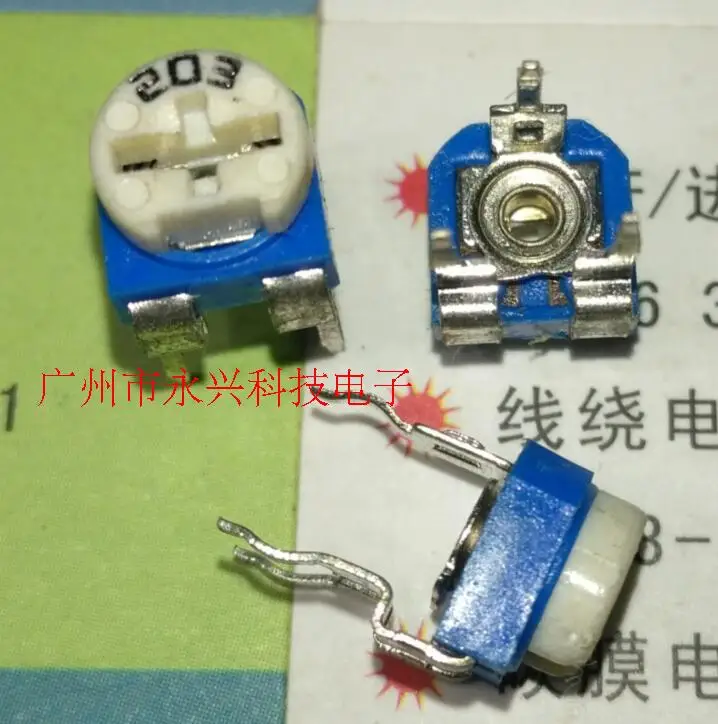 

50PCS RM065-203 Horizontal 20K (Blue White) Blue White Adjustable resistor/fine Adjustment Potentiometer WH06-2