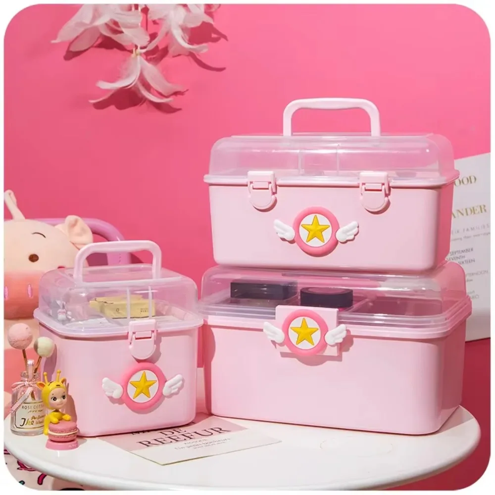 Cute Home Children\'s Multi-layer First Aid Small Medicine Box Cartoon Fresh Plastic Jewelry Beauty Makeup Nail Tools Storage Box