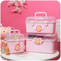 Cute Home Children's Multi-layer First Aid Small Medicine Box Cartoon Fresh Plastic Jewelry Beauty Makeup Nail Tools Storage Box