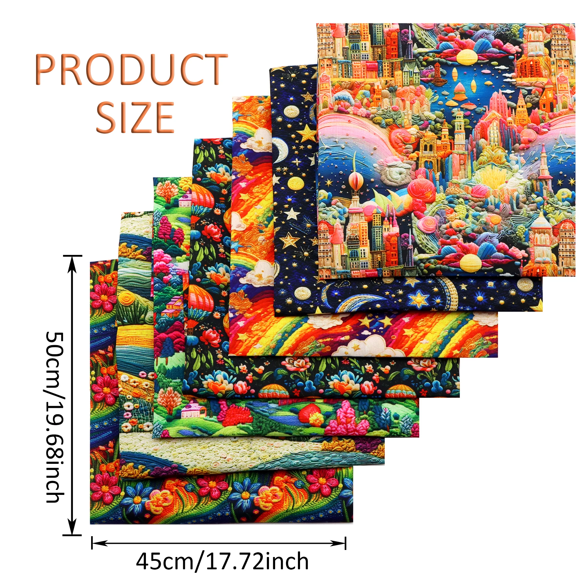 50*45 cm Imitatie Borduren Kant-achtige 3D Print Kasteel Galaxy Polyester Katoen DIY Tissue Naaien Quilten materiaal