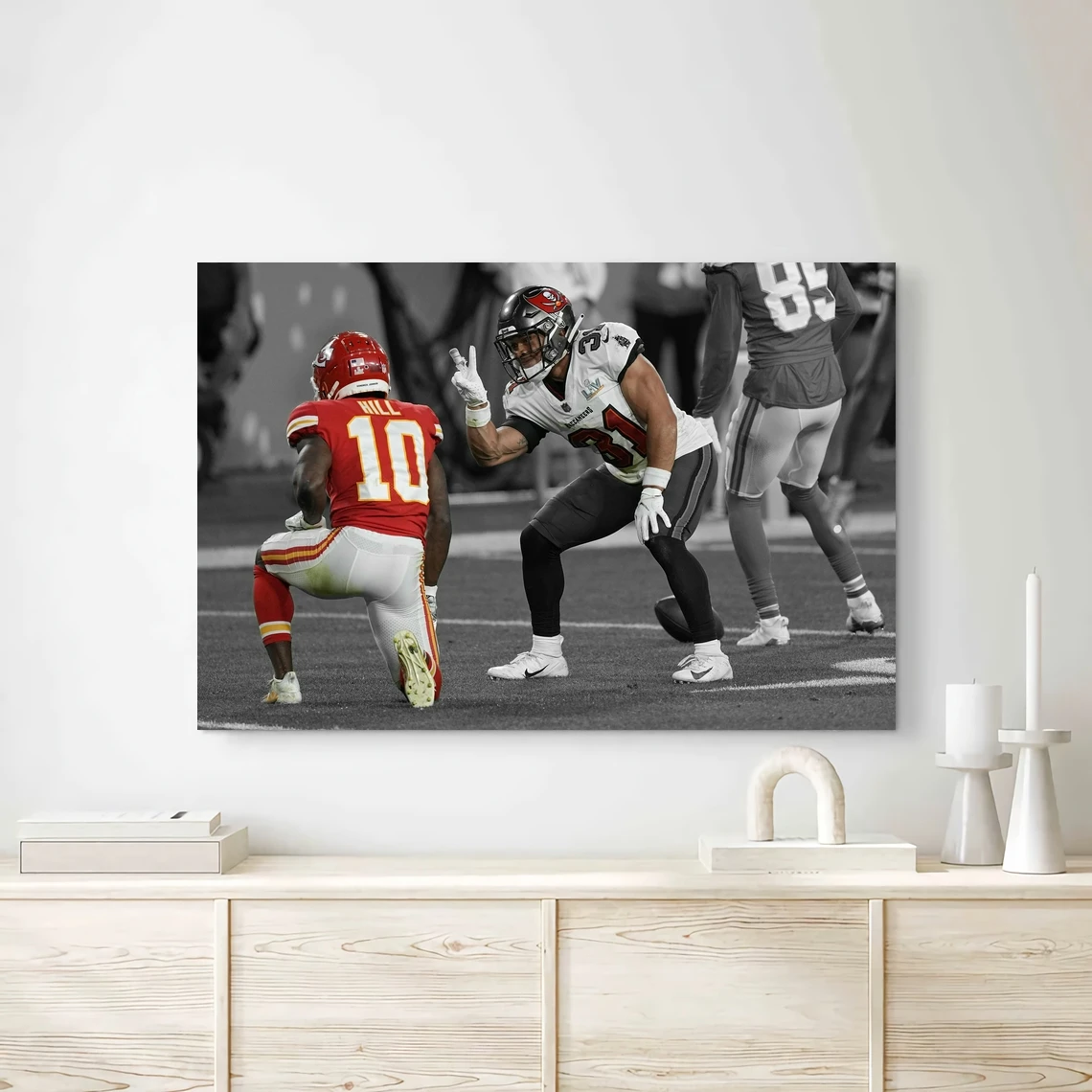 Antoine Winfield Jr. y Tyreek Hill, póster de fútbol, lienzo impreso, decoración del hogar, pintura de pared (sin marco)