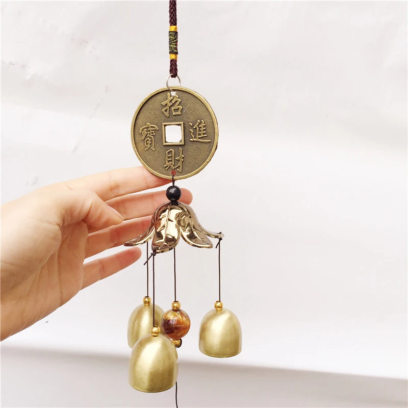 1Pc Antique Wind Chime Copper Yard Garden Outdoor Living Decoration Metal Wind Chimes Outdoor Chinese Oriental Lucky Metal Deco