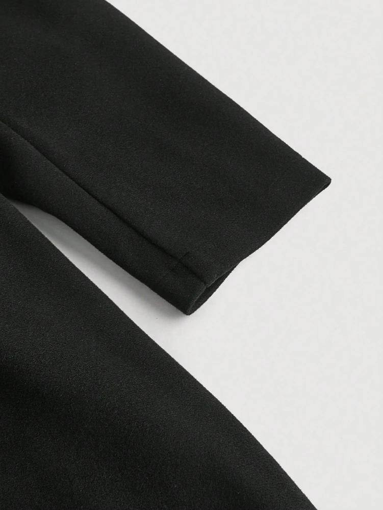 حجم كبير 2025 شتاء جديد المرأة تويد خندق معطف لون نقي مقنعين تقليد الفراء الربط لون نقي دافئ أنيق #6