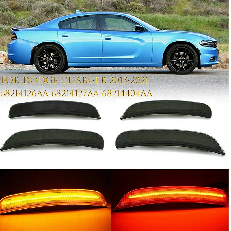 

68214126AA 68214127AA 68214404AA 68214405AA Car Smoked Lens Front/Rear LED Side Marker Lights Lamps For Dodge Charger 2015~2021