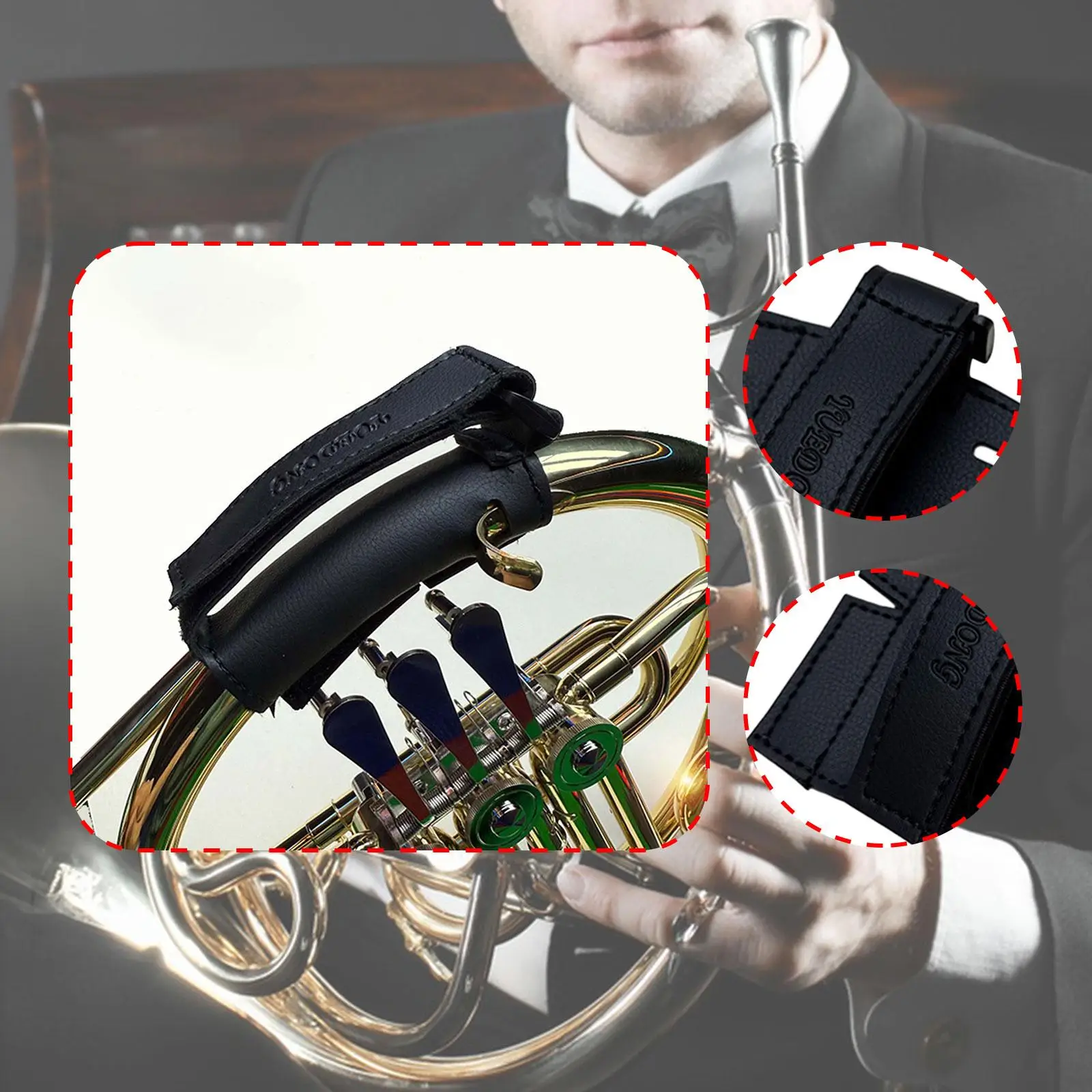 

Premium French Horn Hand Guard Pad PU Leather Protective Wrap Sweat Resistant for Musical Instruments Accessories