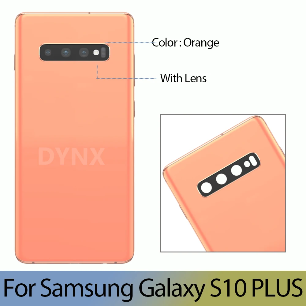 New For SAMSUNG Galaxy S10Plus/S10+ Back Battery Cover Clear Glass Panel Rear Housing Case+Camera Lens Replacement For S10 Plus