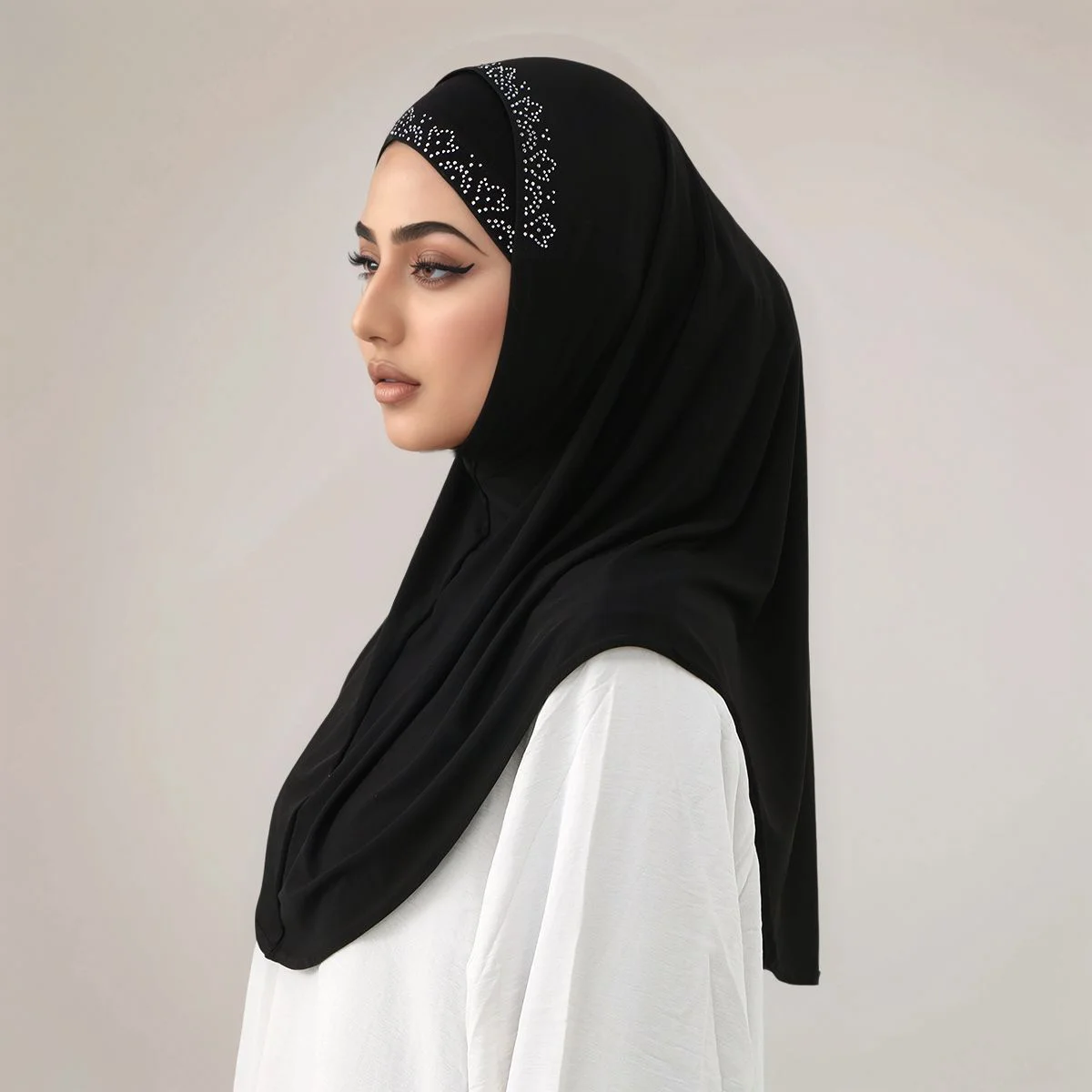

Комплект из 2 предметов, мусульманский женский однотонный внутренний шарф, тюрбан, шапка и мгновенный хиджаб, алмазный кристалл, конопля, исламская Малайзийская подложка, женская кепка