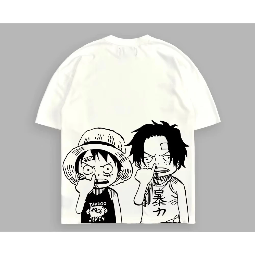 2026 Neues Heißes Sommer-T-Shirt für Herren, One Piece Luffy Anime-Grafik Kurzarm-Shirt aus Baumwolle, Locker Sitzend, Anime-Oberteil