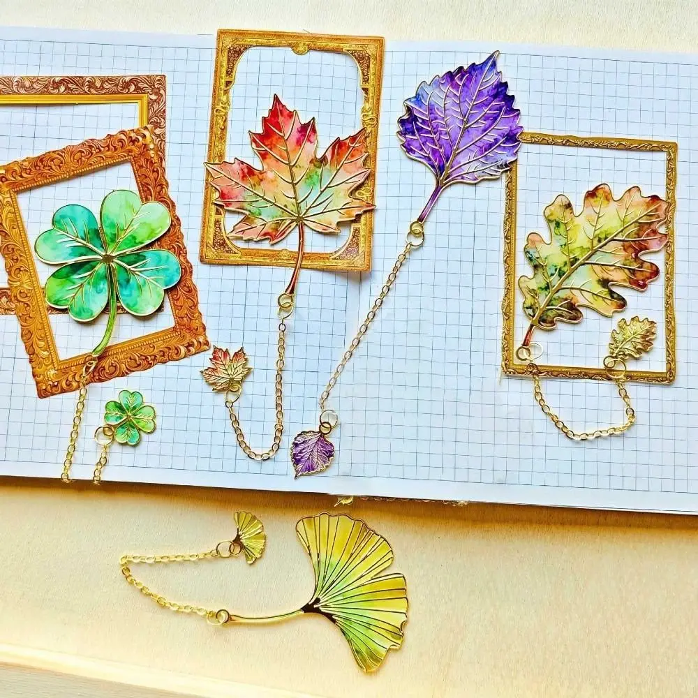 Fantasy Design Gilt-Edged Metal Bookmark Pendant Design Exquisite Craft Leaf Bookmark Reading Bookmark Book Accessories