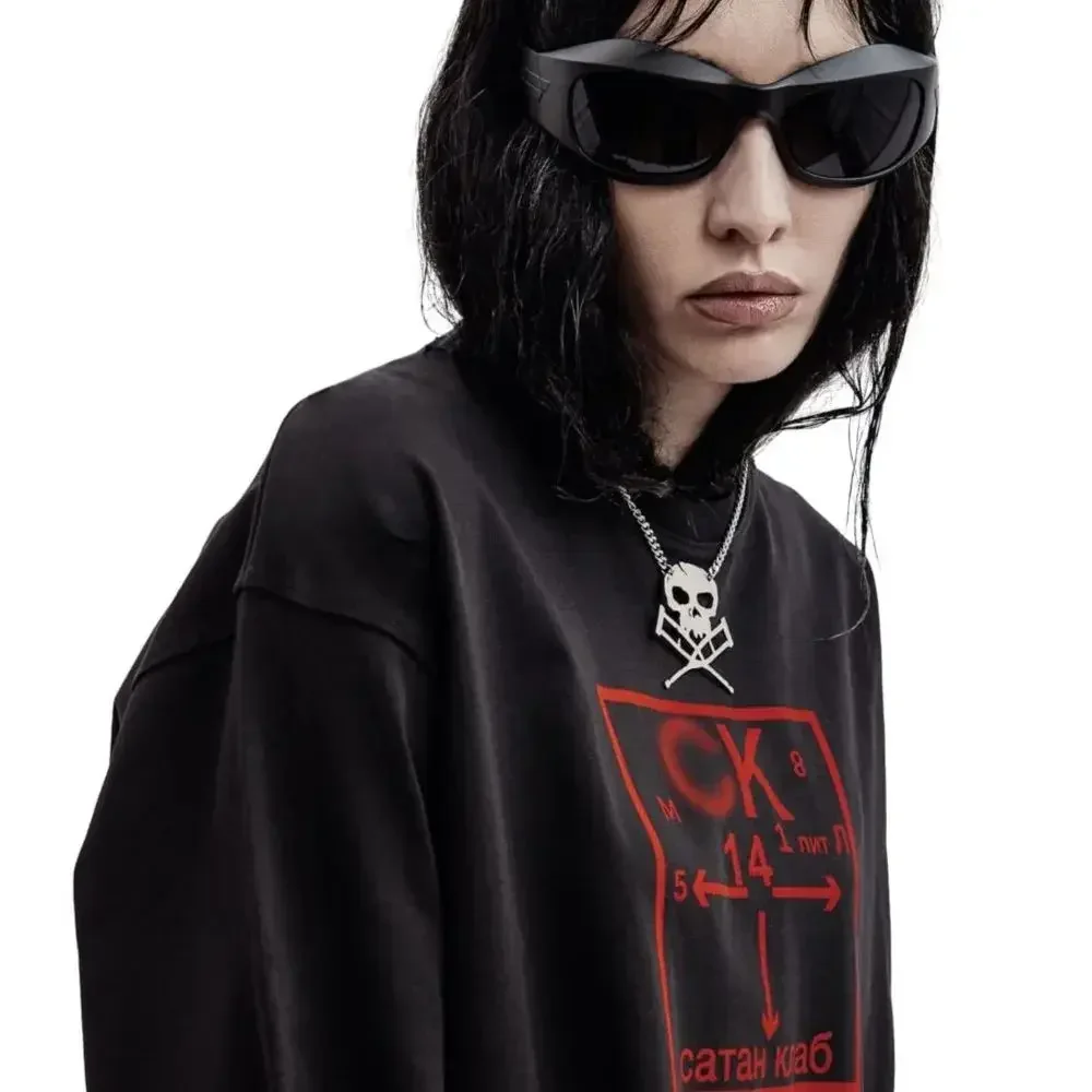 

Oversized Clothing Streetwear Satan Club Print Autumn Hip Hop Korean Long Sleeve Y2k Tops Tee Cotton Graphic Unisex Tshirt
