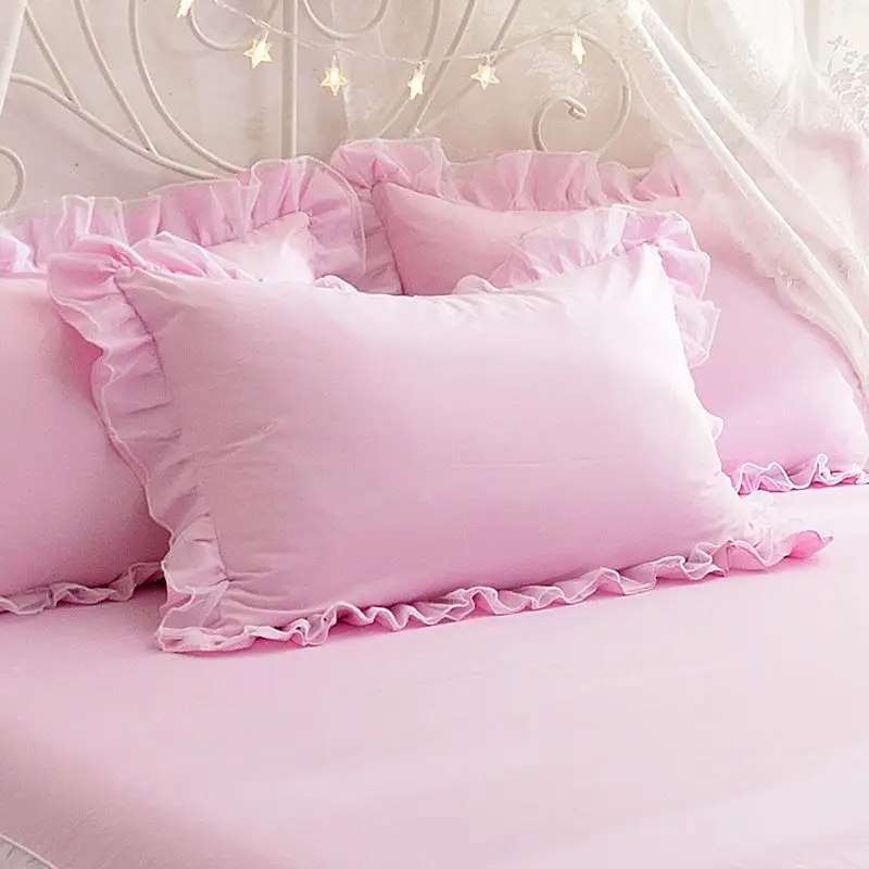 

Princess Pillowcases With Ruffles Pillow Cover Comfortable Pillow Case Solid Color Cushion Cover For Adults Kids