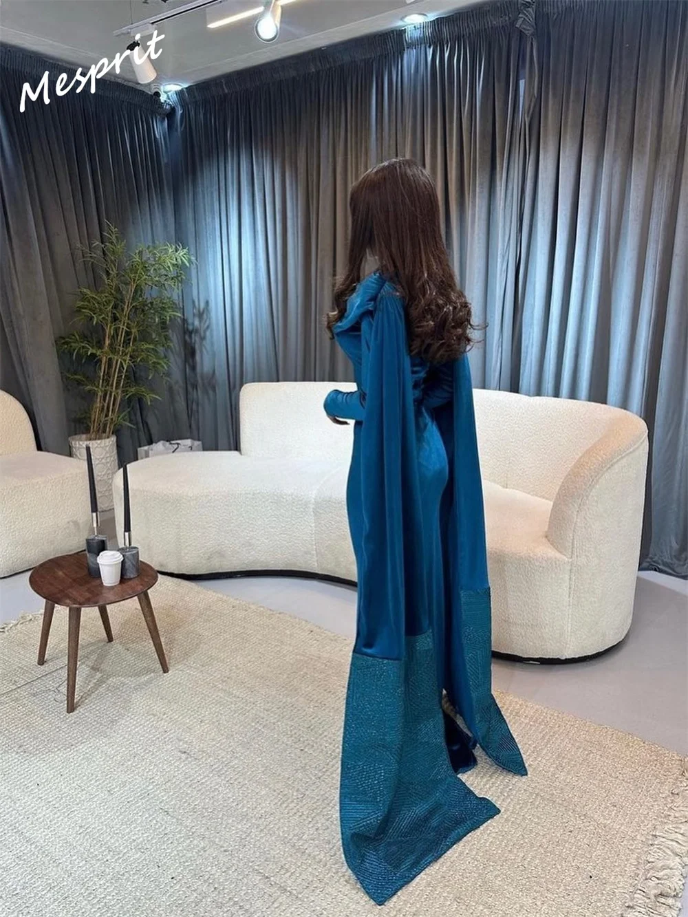 Yipeisha   Retro Asymmetrical One-Shoulder Mermaid Evening es Hugging Velour Customized Saudi Arabia